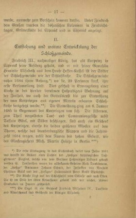 II. Entstehung und weitere Entwicklung der Schloßgemeinde
