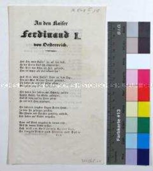 Jubelgedicht des Dichters Franz Hermann von Hermannsthal an Kaiser Ferdinand I. von Österreich