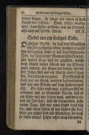 Gebet um ein seeliges Ende.