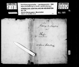 Friedrich Ludwig Aemilius Kunzen: Das / Halleluja der Schöpfung / Von / Kunzen; Ms.ca. 1800; Erstaufführung 1797.