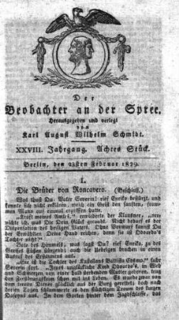 8. Stueck, 23. Februar 1829