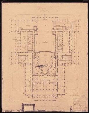 Wiener Staatsoper Wiederaufbau: Grundriss Erdgeschoss 1:200