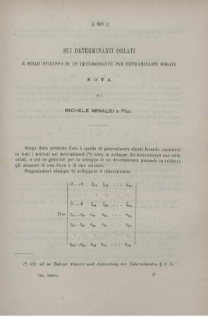 Sui determinanti orlati e sullo sviluppo di un determinante per determinanti orlati.