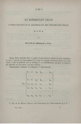 Sui determinanti orlati e sullo sviluppo di un determinante per determinanti orlati.