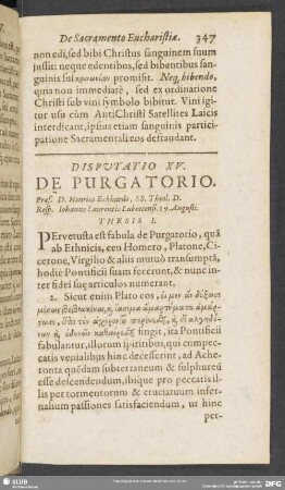 Disputatio XV. De Purgatorio