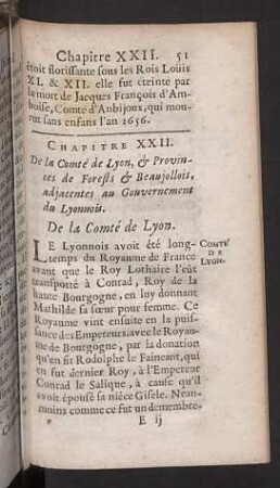 Chapitre XXII. De la Comté de Lyon ...