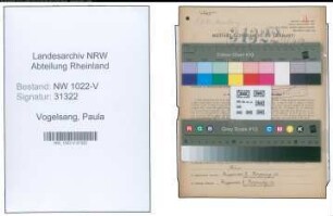 Entnazifizierung Paula Vogelsang , geb. 07.03.1892 (Postsekretaerin)