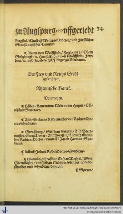 Der Frey und Reichs Stedt gesandten.