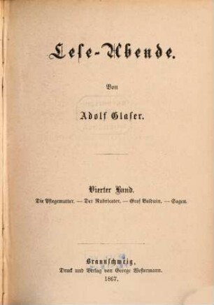 Lese-Abende : Von Adolf Glaser. 4