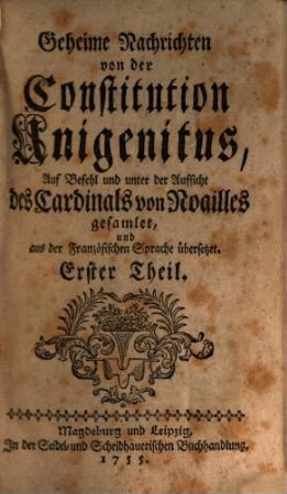 Geheime Nachrichten von der Constitution Unigenitus, 1