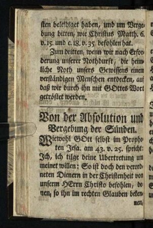 Von der Absolution und Vergebung der Sünden