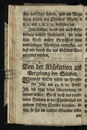 Von der Absolution und Vergebung der Sünden