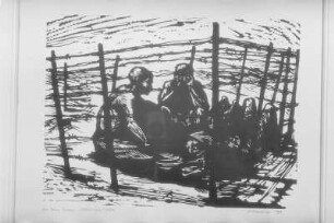 El-Taba : El-Taba. Aus der Serie: ILURA. Holzschnitt?. 1956