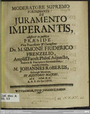 De juramento Imperantis