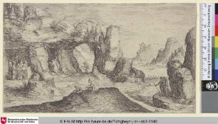 [Landschaft mit Höhle und Einsiedlern; Landscape with a Grotto and Hermits]