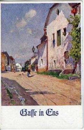Ansicht aus Enns; Postkarte des Deutschen Schulvereins, Nr. 821