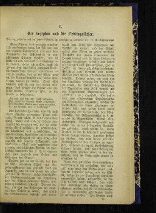 ¬Der¬ Lehrplan und die Lieblingsfächer : Vortrag, gehalten auf der Lehrerconferenz im Seminar zu Ottweiler