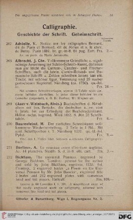 Calligraphie. Geschichte der Schrift. Geheimschrift (Nr. 267 - 289)