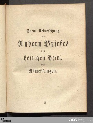 Freye Uebersetzung des II. Briefes Petri.