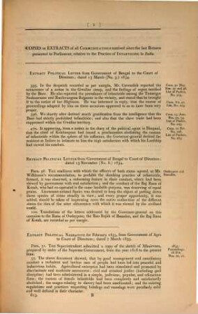 Return to an order dated 21 June 1843 : Copies or extracts ... relative to the practice of infanticide in India