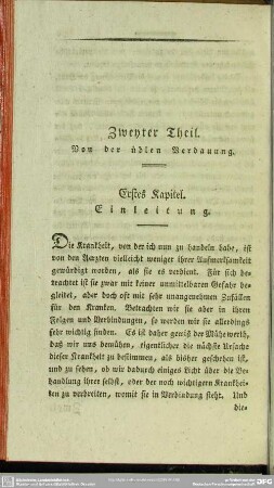 Zweyter Theil, Von der üblen Verdauung