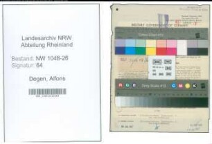 Entnazifizierung Alfons Degen , geb. 03.05.1905 (Angestellter)