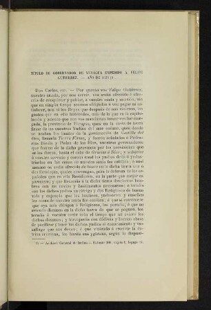 Título de gobernador de Veragua expedido á Felipe Gutiérrez. - Año de 1535 (1).