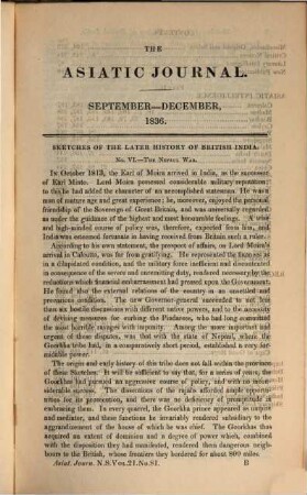 The Asiatic journal and monthly register for British and foreign India, China and Australasia. 21, 21. 1836