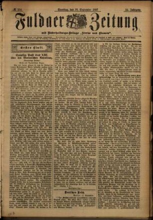Erste Ausgabe vom Samstag, den 18. September 1897.