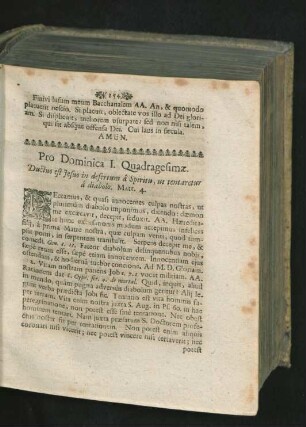 Pro Dominica I. Quadragesimae.