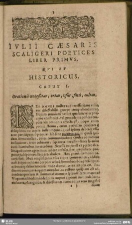 Julii Caesaris Scaligeri Poetices Liber Primus, Qui Et Historicus