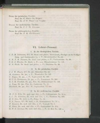 VI. Lehrer-Personal.