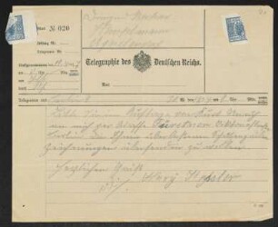 Brief von Harry Kessler an Gerhart Hauptmann