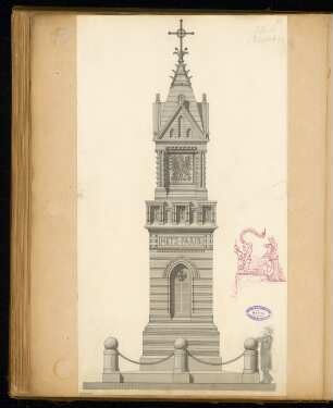 Gefallenendenkmal, Stendal Monatskonkurrenz März 1875: Aufriss Vorderansicht