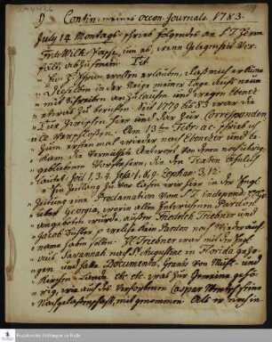 Tagebuch von Heinrich Melchior Mühlenberg.