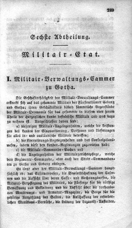 6. Abtheilung : Militair-Etat
