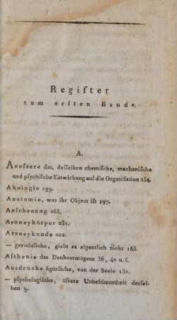 Register zum ersten Bande