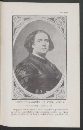 [Retrato de] Gertrudis Gómez de Avellaneda - 23 marzo 1814. - 1.° febrero 1873