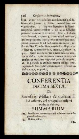 Conferentia Decima Sexta. De Sacrificio Missae : & quinam illud offerre, vel pro quibus offerri possit ac debeat