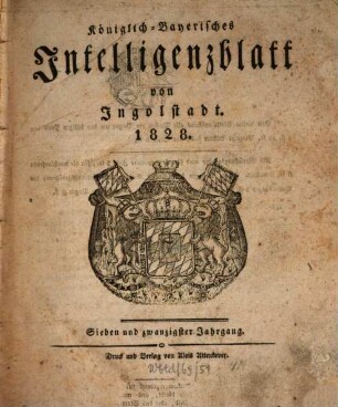 Königlich-baierisches Intelligenzblatt von Ingolstadt. 27. 1828