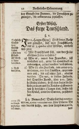 Erster Absatz. Das freye Teutschland. - Der Vierdte Absatz. Teutschland unter den Carolingern.
