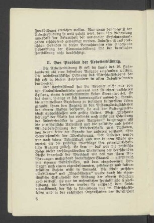 II. Das Problem der Arbeiterbildung