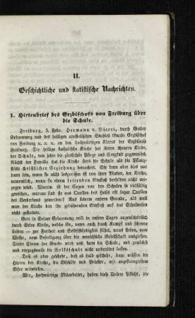 Hirtenbrief des Erzbischofs von Freiburg über die Schule