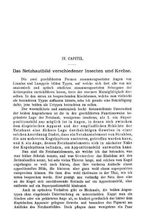 IV. Capitel. Das Netzhautbild verschiedener Insecten und Krebse