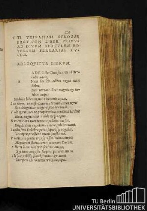 Titi Vespasiani Strozae Eroticon LIber Primus Ad Divum Herculem Estensem Ferrariae Ducem.