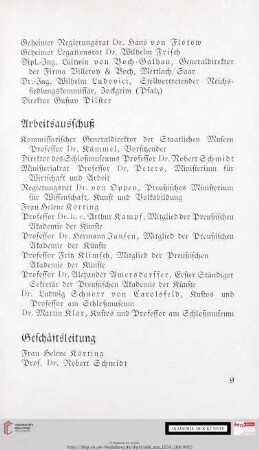 Arbeitsausschuß / Geschäftsleitung