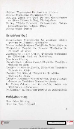 Arbeitsausschuß / Geschäftsleitung