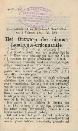 Het ontwerp der nieuwe landrente-ordonnantie
