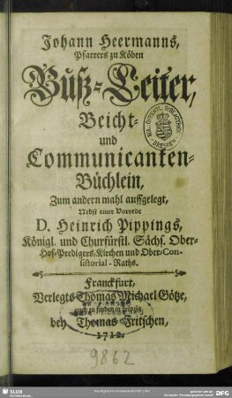 Johann Heermanns ...Buß-Leiter, Beicht- und Communicanten-Büchlein