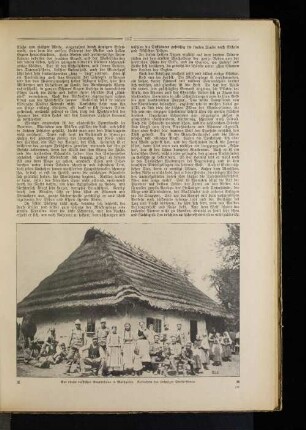 Vor einem russischen Bauernhaus in Wolhynien.
